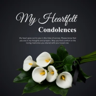 Black Floral Sympathy Card Square (1:1) template