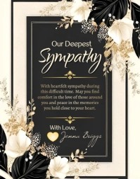 Black Floral Sympathy Message  Poster/wallboard template