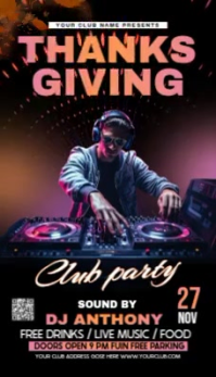 Black Floral Thanksgiving Party Flyer Business Card Wizytówka template