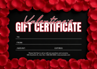 Black Floral Valentine's Day Gift Certificate A6 template
