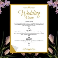 Black Floral Wedding Menu Square Video template