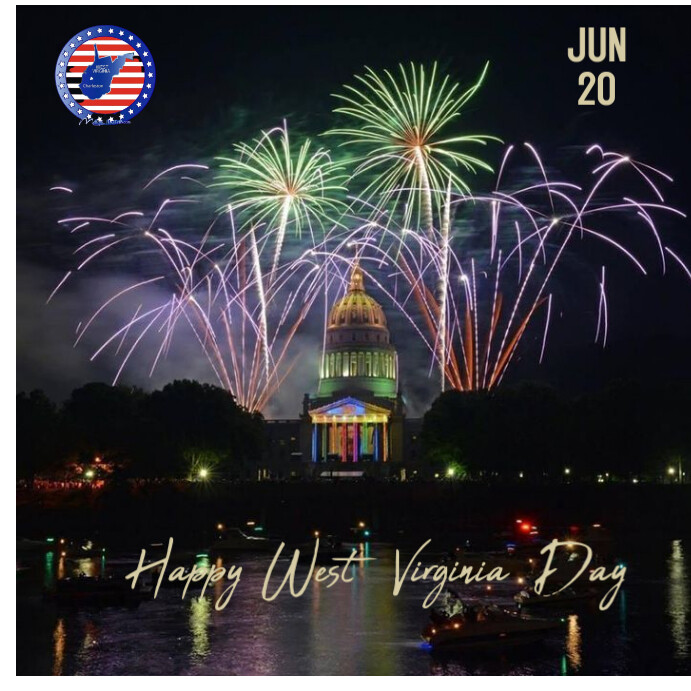 Black Floral West Virginia Independence Day  Instagram Post Wpis na Instagrama template