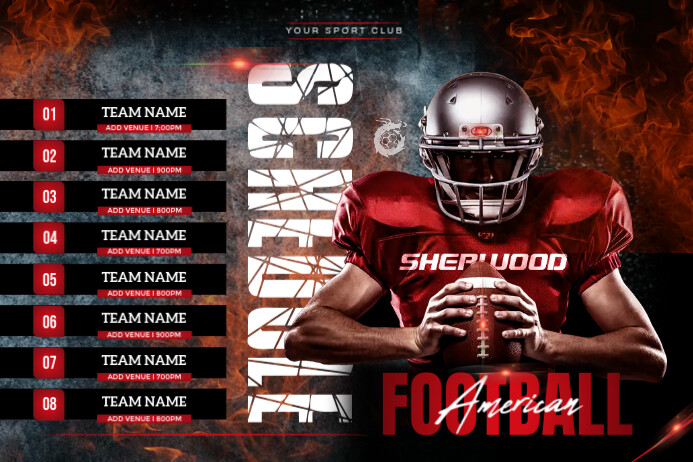 Black Football Schedule Poster โปสเตอร์ template