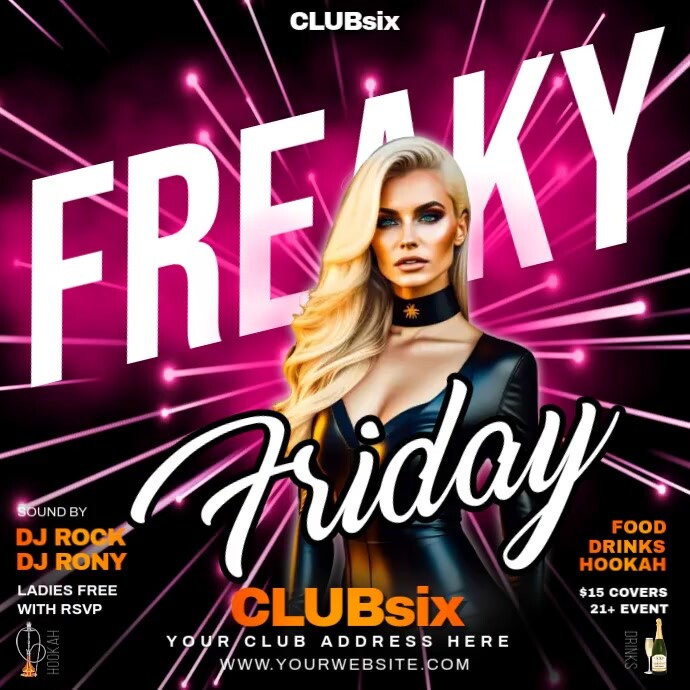 Black Freaky Friday Night Party Instagram Post template