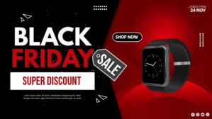 black friday, black friday sale Facebook-covervideo (16:9) template