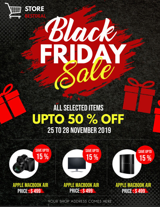 Red Black Friday Electronics Sale Flyer template
