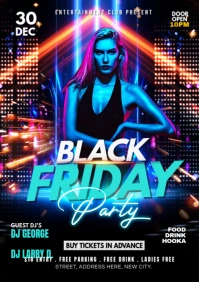 black friday club party flyer A5 template