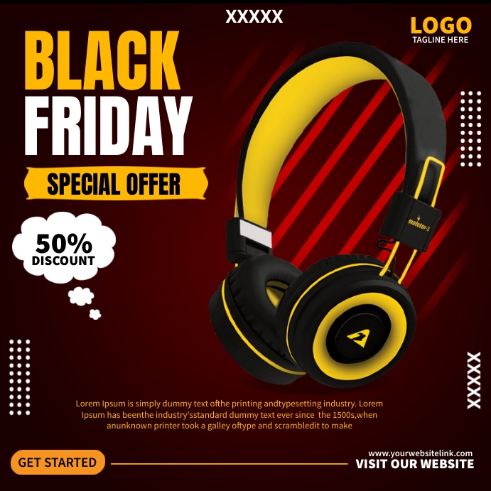 High-Quality Bluetooth Headphones Black Friday Background for Your Screen High-Quality Bluetooth Headphones Black Friday Background for Your Screen