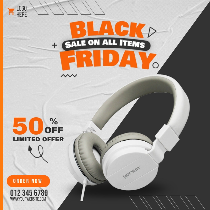 Black Friday Headphone Sale Instagram Post template