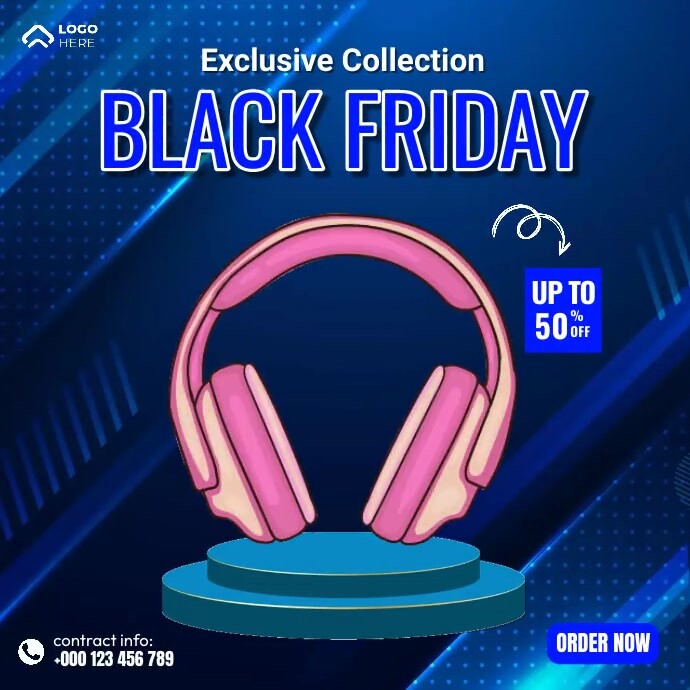 Black Friday Headphone Special Offer Template PosterMyWall