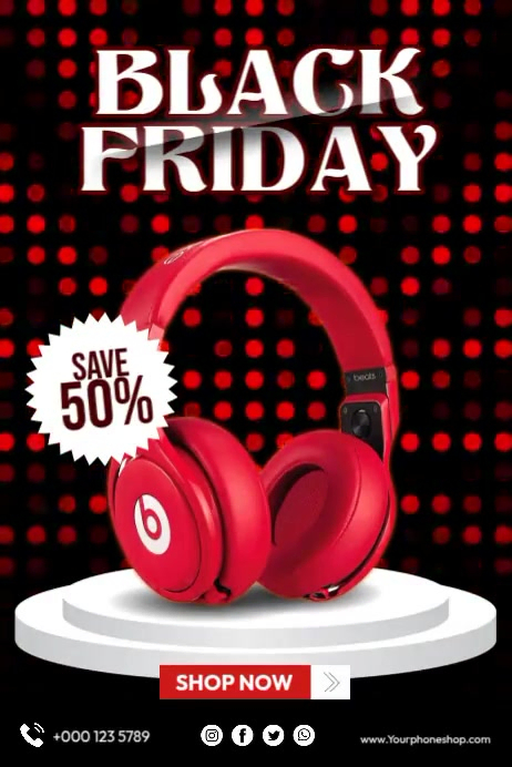 Detailed Wireless Headphones Black Friday Scene in 4K Detailed Wireless Headphones Black Friday Scene in 4K