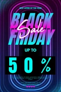 Black Friday Neon Video Sale Poster template