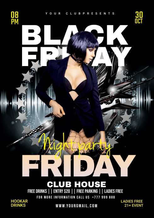 black friday night club party ad design A4 template