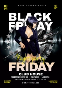black friday night club party ad design A5 template