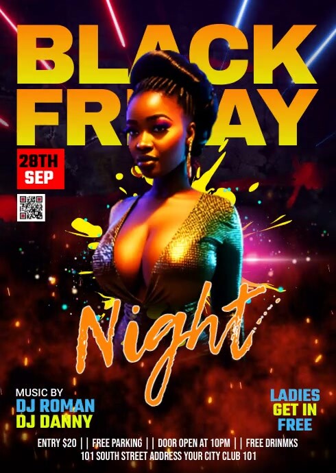 black friday night club party ad design video A6 template