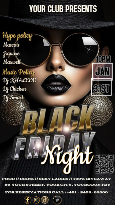 BLACK FRIDAY NIGHT CLUB PARTY FLYER Instagram Story template