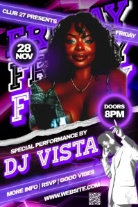 Black friday night dj party video poster Affiche template