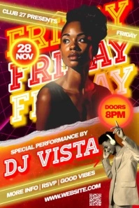 Black friday night dj party video poster template