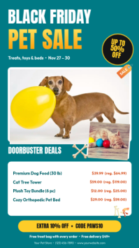 Turquoise Black Friday Pet Sale Instagram Story Template
