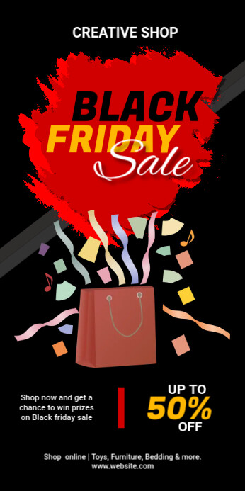Black Friday Roll Up Banner Template Роллерный баннер 3' × 6'