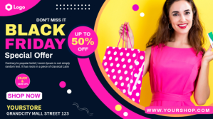 Black Black Friday Sale งานแสดงผลงานแบบดิจิทัล Template