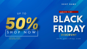 Blue Black Friday Sale งานแสดงผลงานแบบดิจิทัล Template