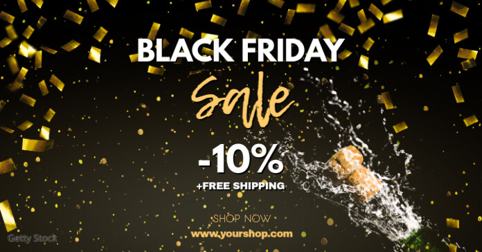 Black Friday Sale Gold Header Cover Shop Ad Annuncio Facebook template