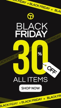 black friday sales advertising 30% off templa История на Instagram template