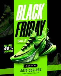 Black friday sneakers footwear athletic shoe shop kicks store offer discount promotion flyer templat Instagram Portrait template