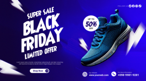 Blue Black Friday Sale งานแสดงผลงานแบบดิจิทัล Template