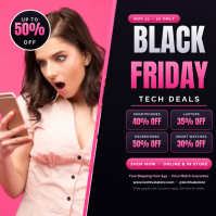Hitam Black Friday Tech Deals Instagram-Beitrag Template