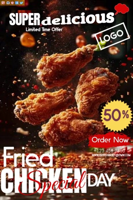 Black  Fried Chicken Day Special  Poster Cartaz template