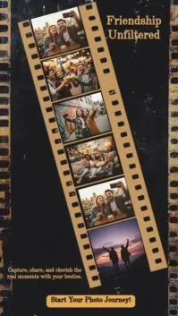 Black Friendship Unfiltered: Vintage Film Strip Photo Collage Templat Facebook Story template