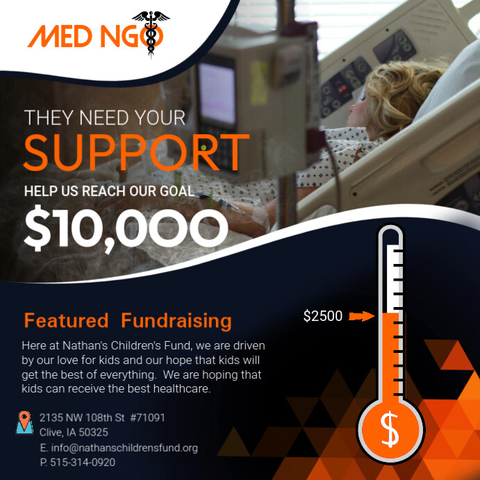 Black fundraising post with thermometer Template | PosterMyWall