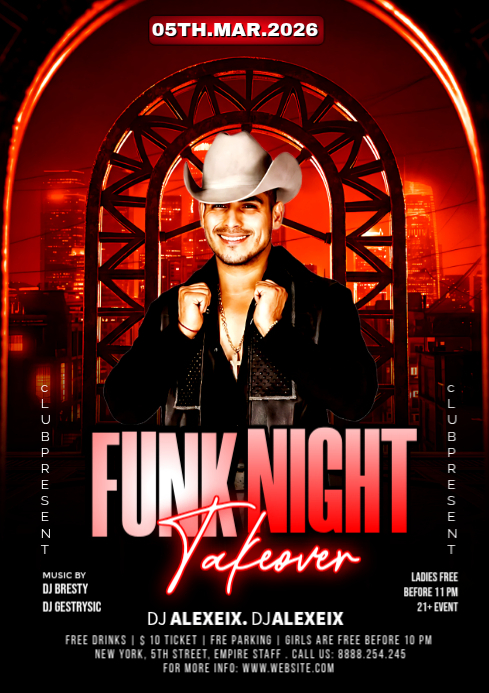 Black Funk Night A4 Template | PosterMyWall