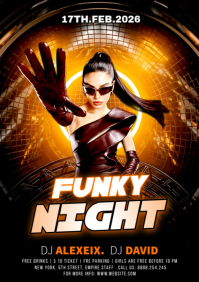 Black Funky Night Party A4 template