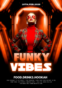 Black Funky Vibes Party A4 template