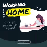 Black Funky Work from Home Square Video template