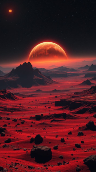 Sort Alien Planet Landscape Digitalt display Template