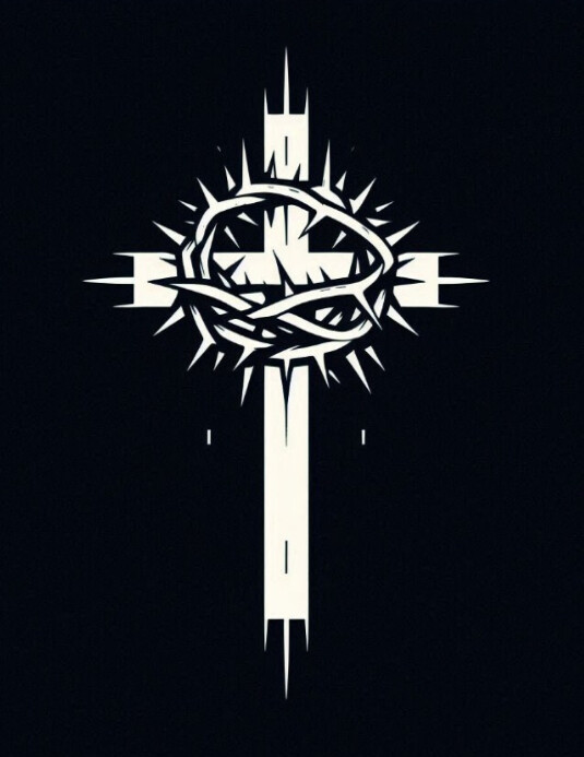 Black Futuristic A Black Background Of The Cross And The Thorny Crown
