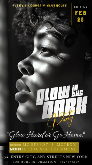 Black Futuristic A Sleek And Stylish "glow In The Dark" Flyer For An Event  Whatsapp Status template
