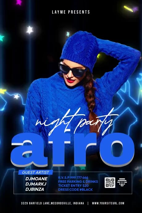 Copy of Black Futuristic Afro Night Party Poster | PosterMyWall