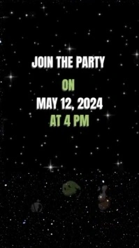 Black Futuristic Baby Yoda Theme Birthday Inv Ekran reklamowy (9:16) template