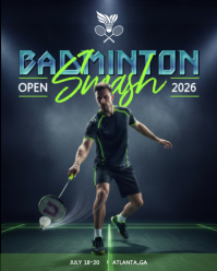 Black Badminton Tournament Instagram Portrait Template - Page 1
