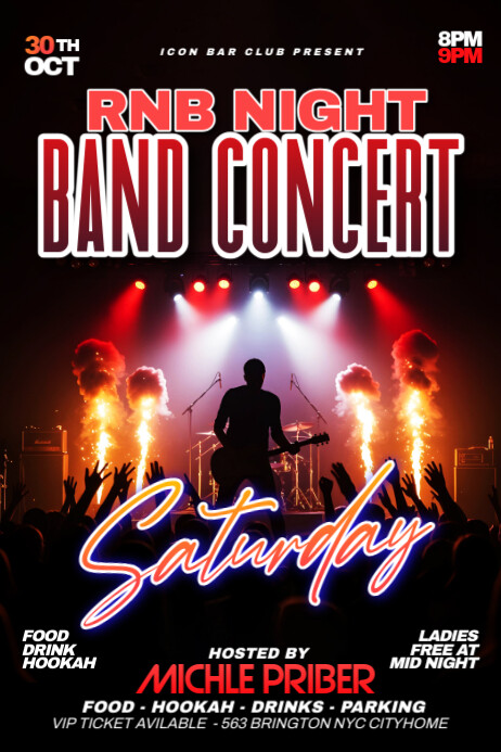 Black Futuristic Band Concert Premium Poster Design For Your Next Concert Poster Plakkaat template