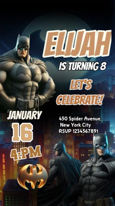 Plantilla de Black Futuristic Batman Birthday Invitation Instagram Reel ...