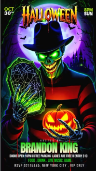 Black Futuristic Best Halloween Party Flyer Design  Instagram Reel template