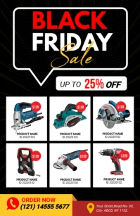 Black Futuristic Black Friday Flyer Template  Tabloid