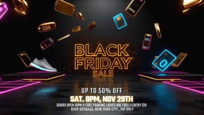 Black Futuristic Black Friday Product Drop Promo – Tech & Fashion Discount Video Digital Display (16 template
