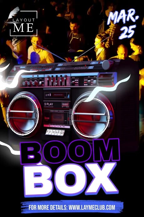 Black Futuristic Boombox Party Purple Poster template